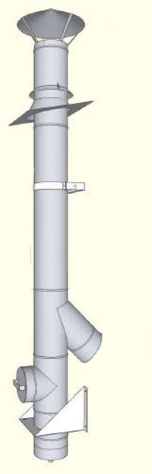 Cos fum inox simplu neizolat, complet echipat d=200 mm, h=10m