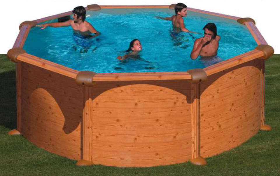 Piscina supraterana dream pool rotunda imitatie lemn 4.60 x 1.32 m