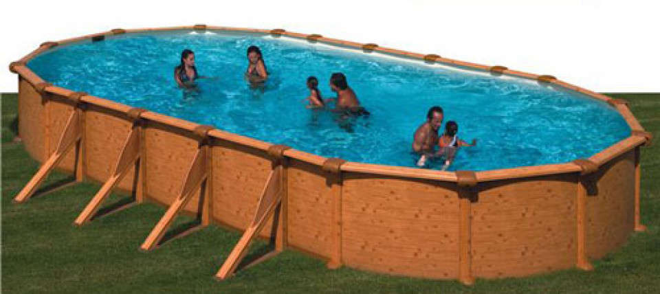 Piscina supraterana dream pool ovala imitatie lemn 6,10 x 3,75 x 1.32 m