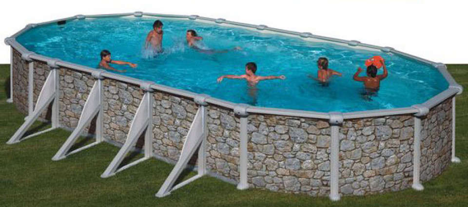 Piscina supraterana dream pool ovala imitatie piatra 7,30 x 3,75 x 1.32 m