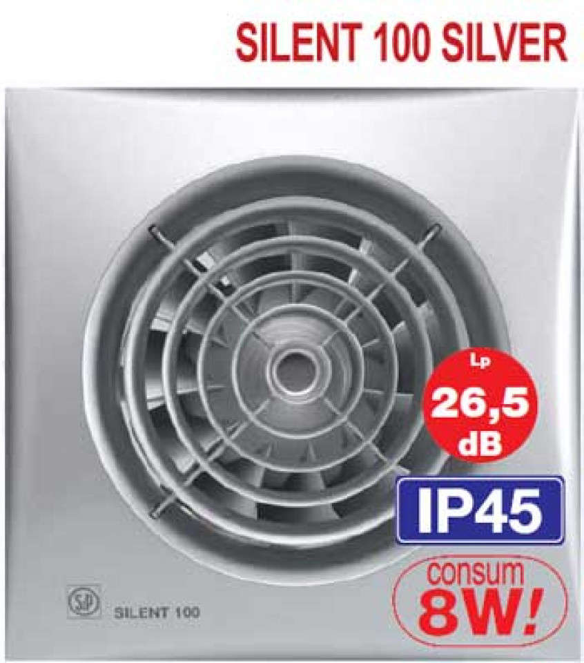 Ventilatoare de baie Soler Palau Silent 100 Silver