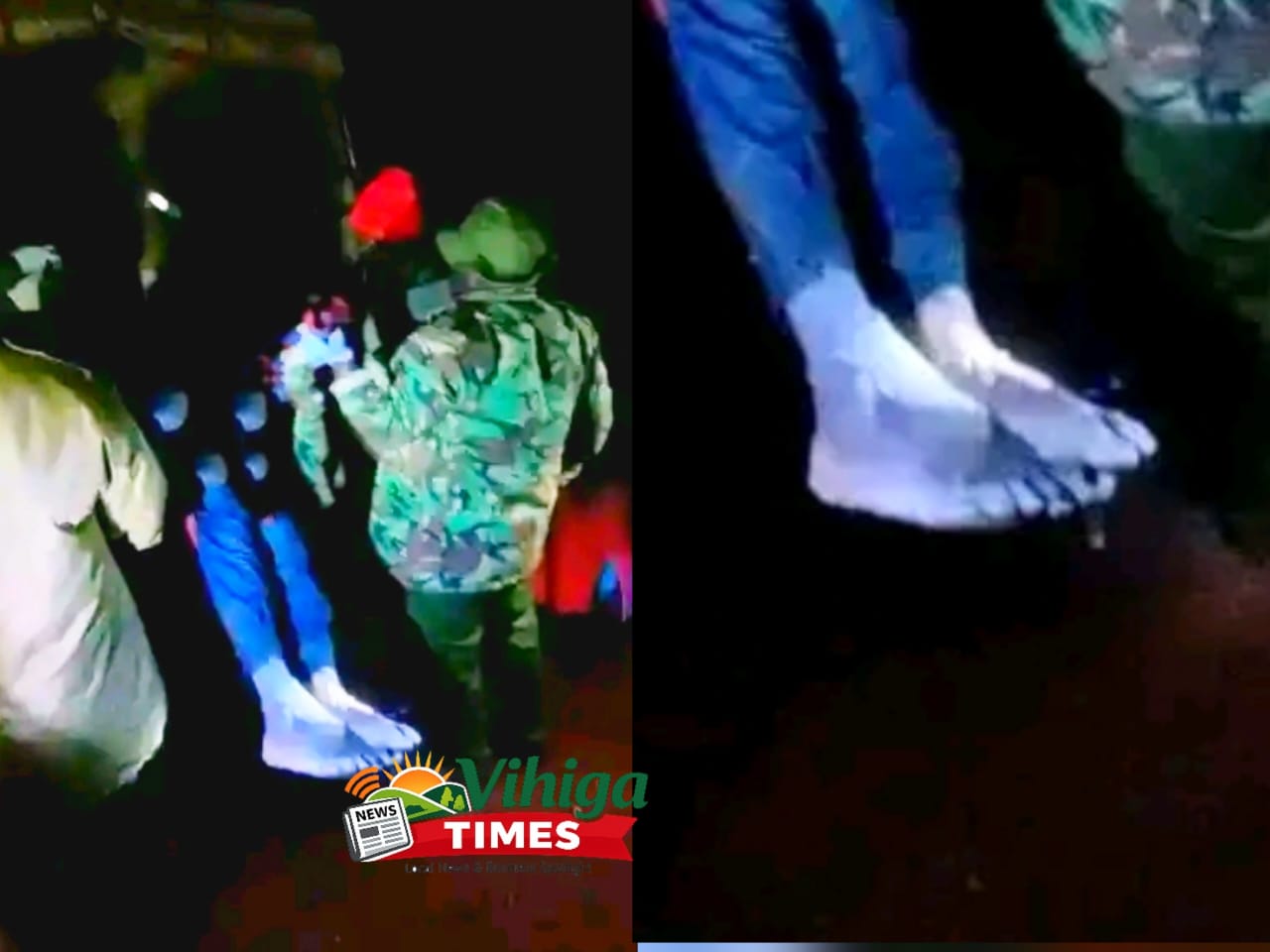 Police investigate in Ebwiranyi Village, Luanda, after a man's body was found in stagnant water