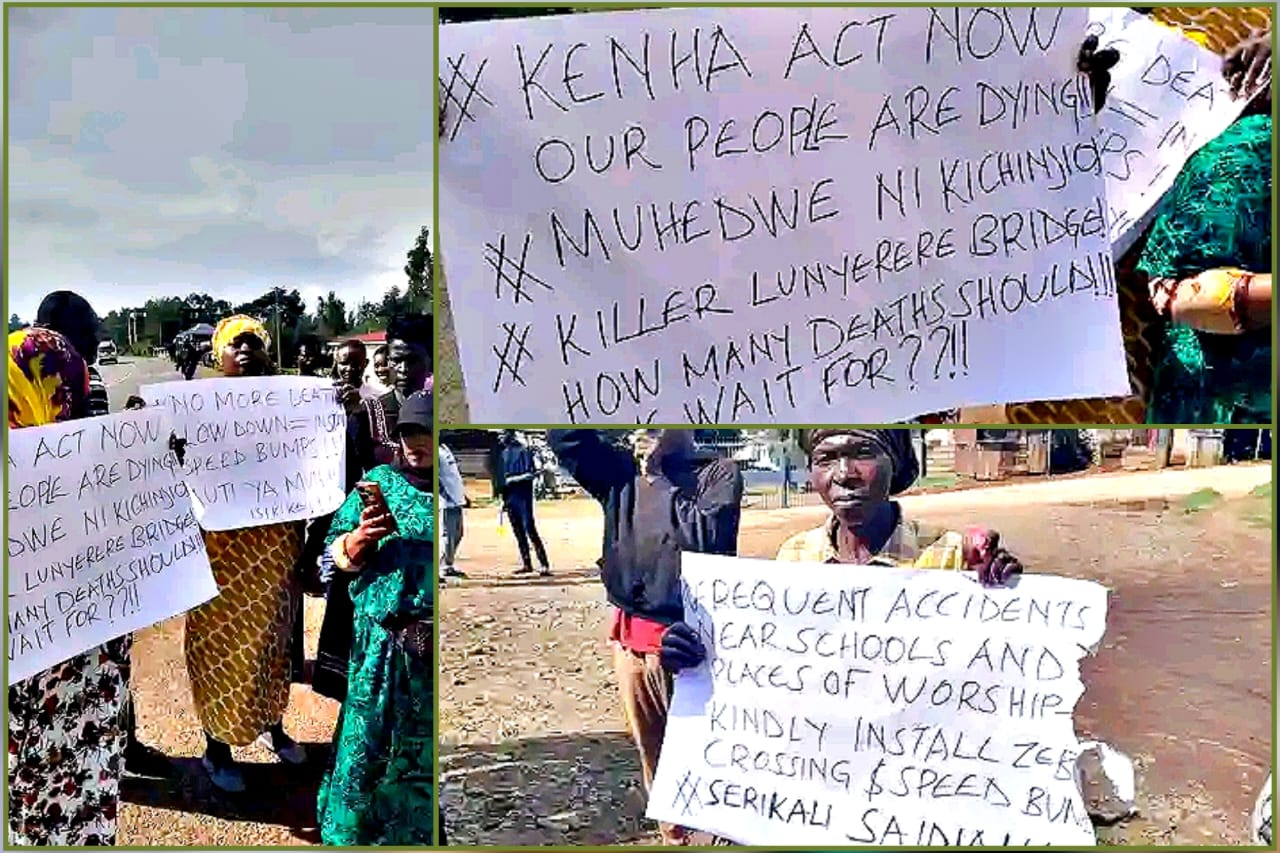 Manyatta residents protesting near mosque demanding road safety measures