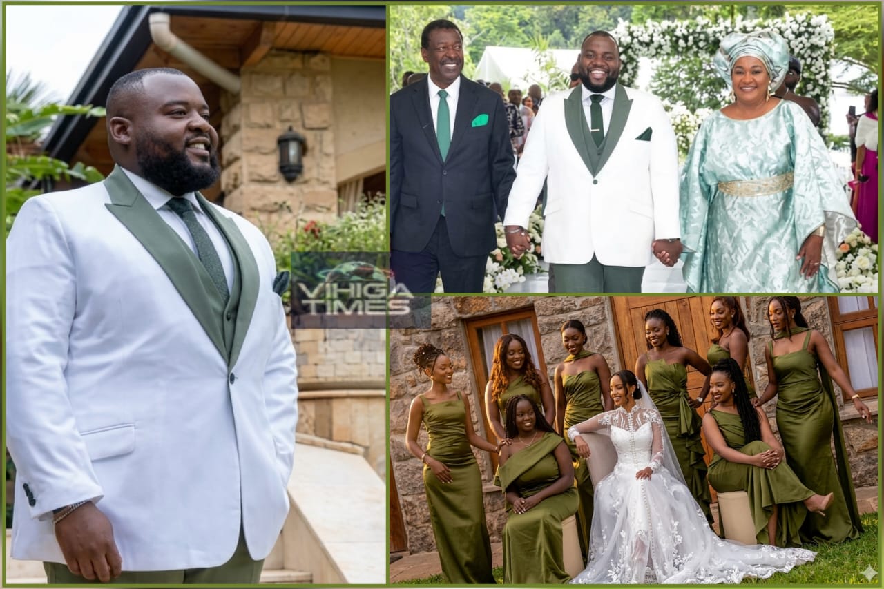 Michael Lulu Mudavadi and Ann Nixxie Nyaguthii Mitii at their white and sage green themed wedding ceremony
