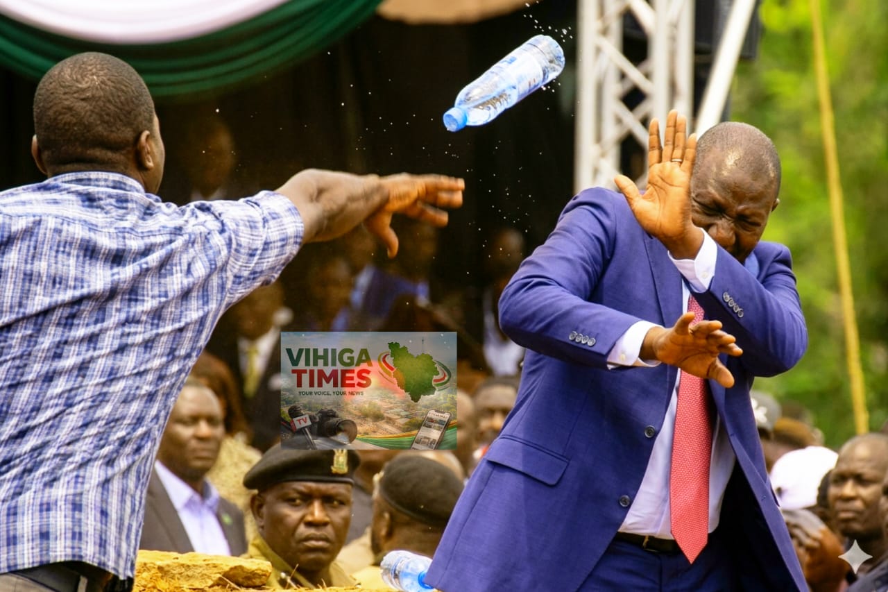 President William Ruto during the Soweto Affordable Housing Project tour in Lang'ata where tension erupted