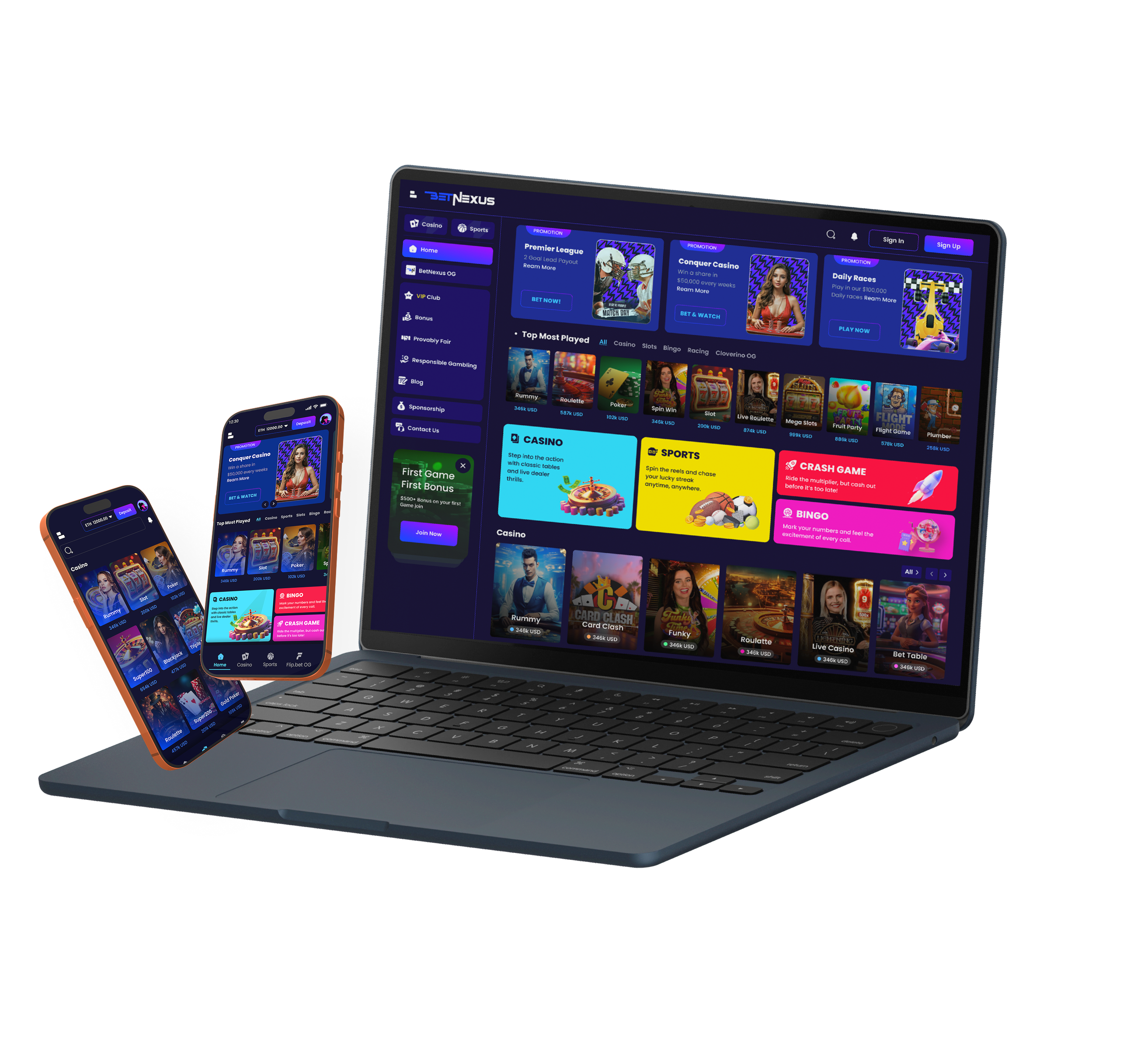 Casino iFrame Integration Solution Mobile App UI Mockup
