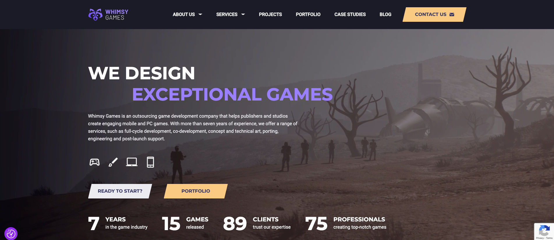WHIMSY GAMES game development studio offering 2D 3D and full cycle game development