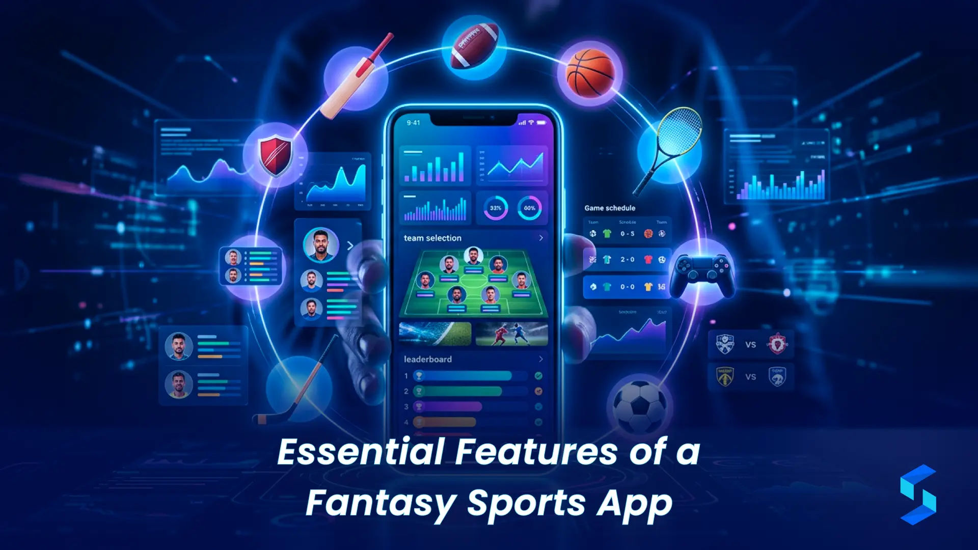 Essential features of a fantasy sports app including UI UX payment system and real time scoring