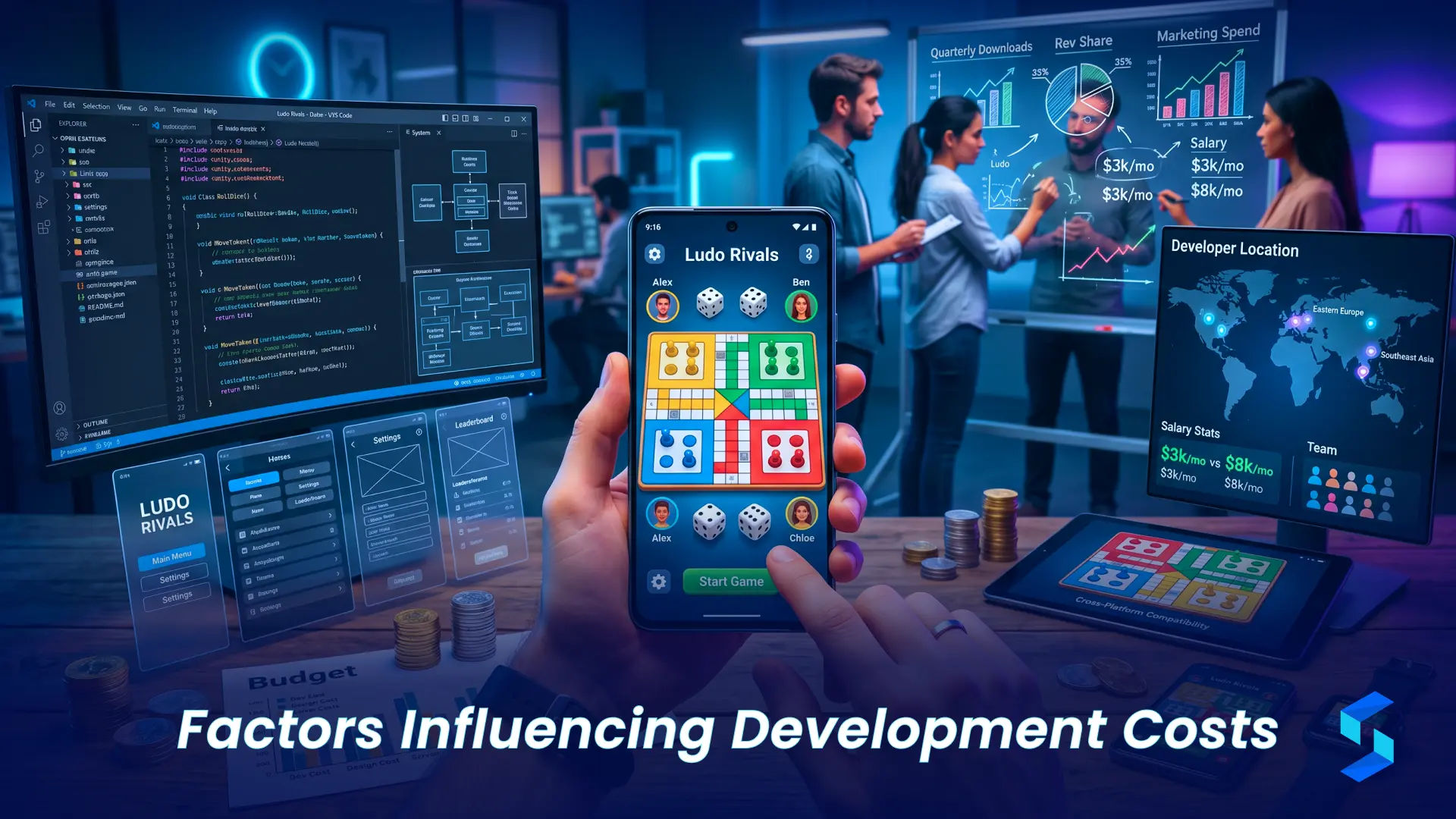 Factors influencing Ludo game development costs including scope platform and feature complexity