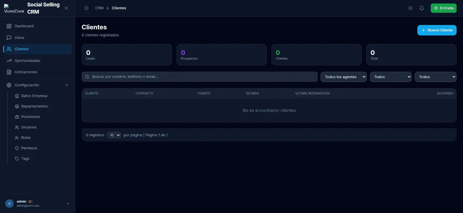 VUNO CRM - Plataforma de Social Selling con bandeja unificada