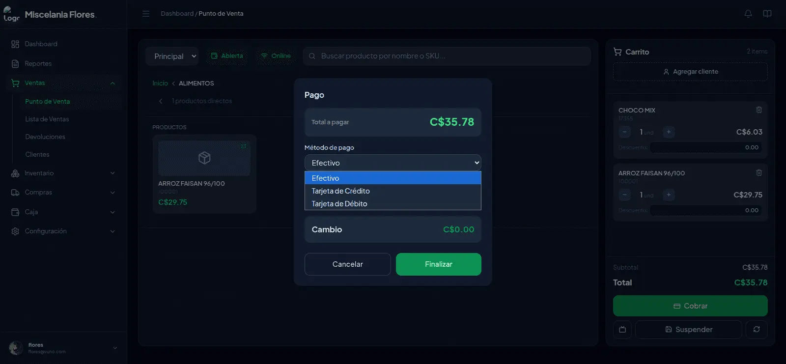 VUNO POS - Sistema de Punto de Venta Empresarial con interfaz moderna y offline-first