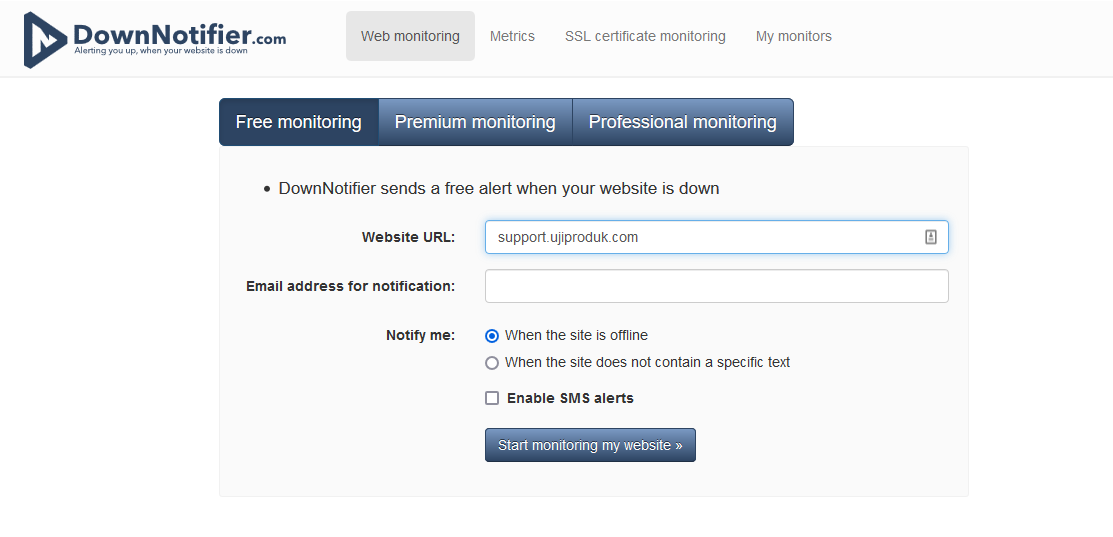 downnotifier untuk cek website down