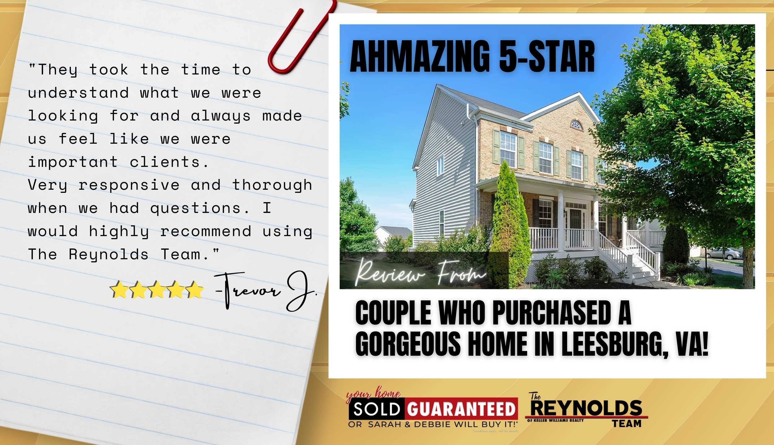 AHMAZING 5-Star Review From Couple Who Purchased A GORGEOUS Home in Leesburg, VA!
