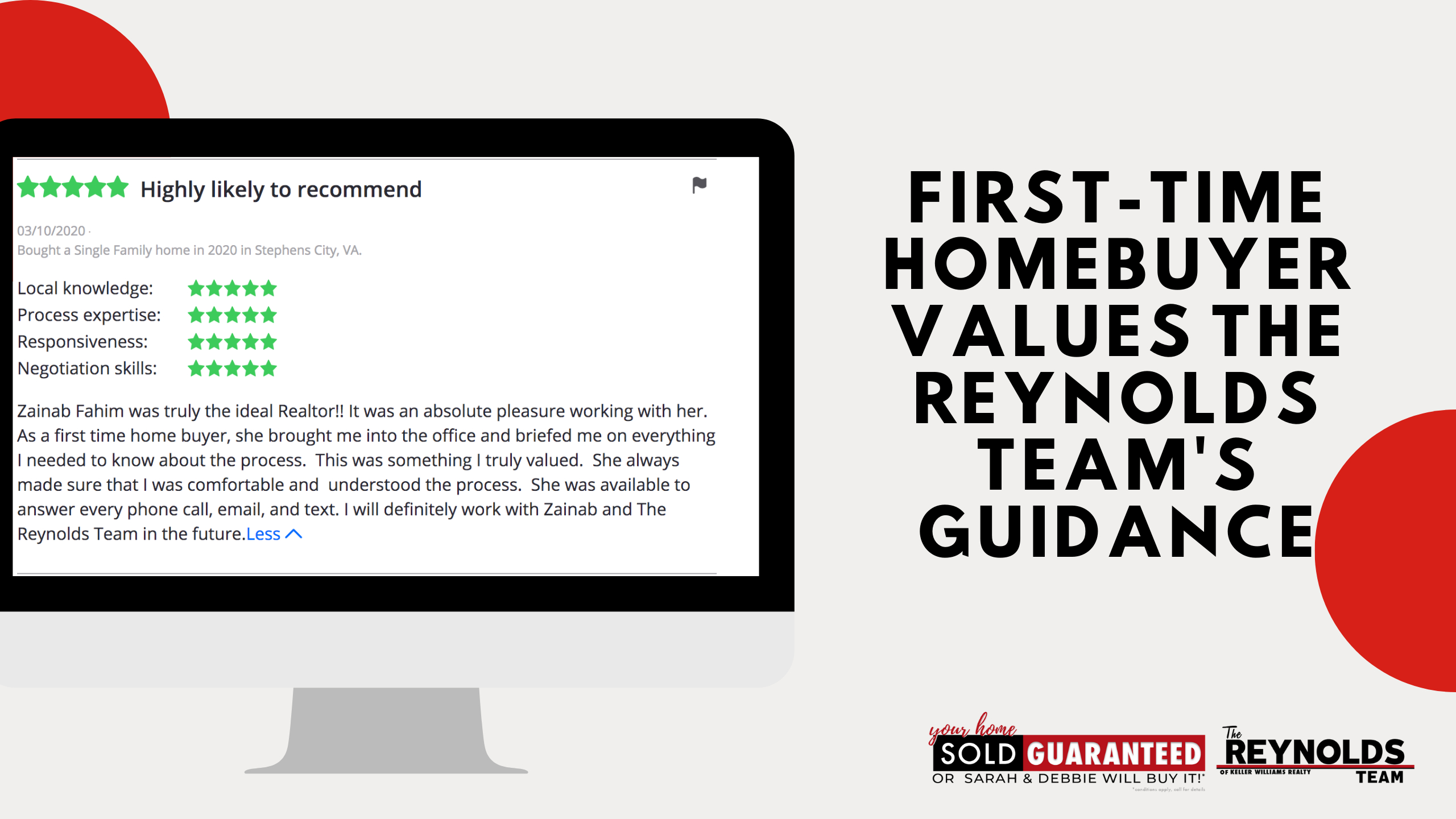 First-time Homebuyer Values The Reynolds Team’s Guidance