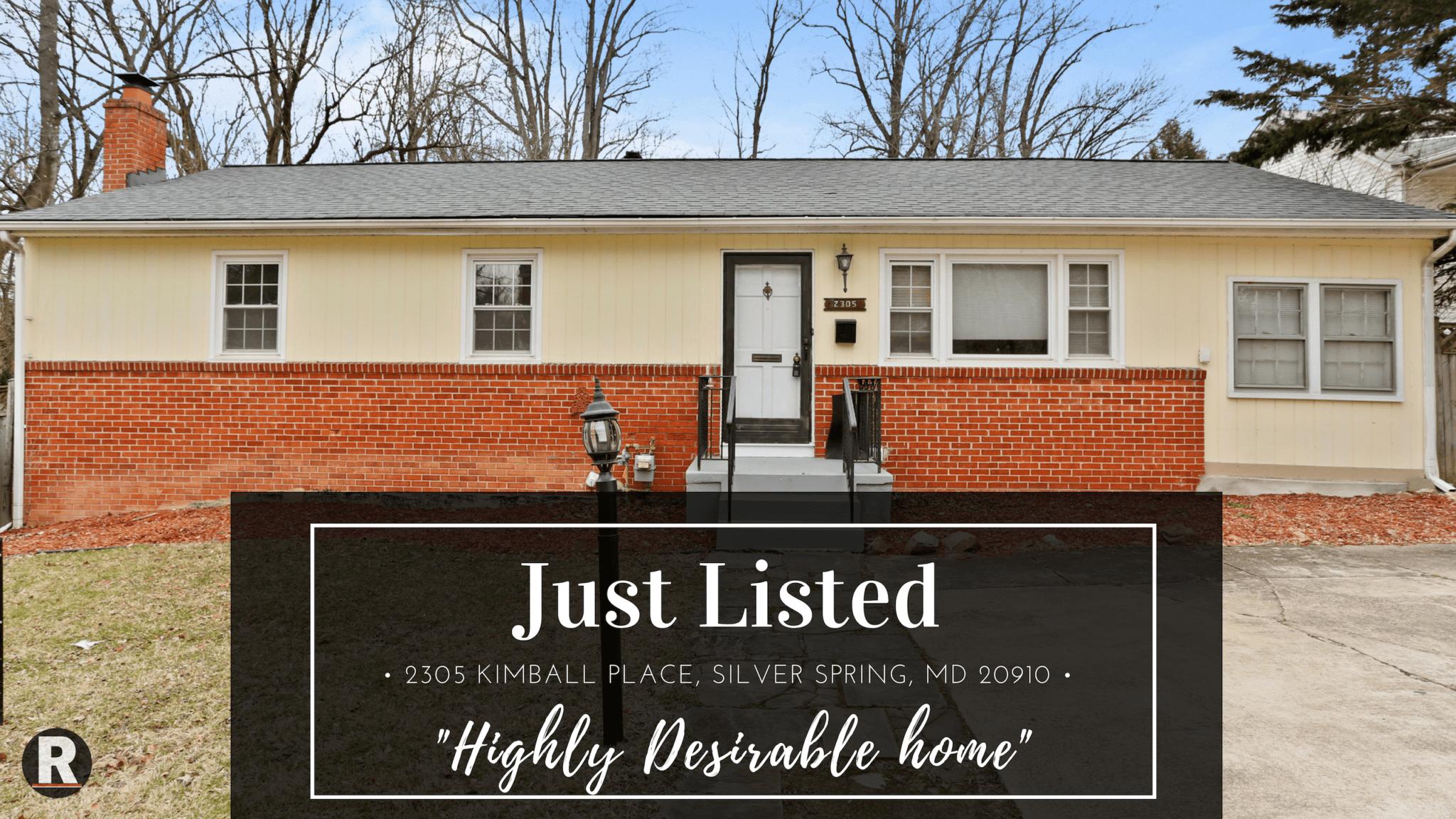 Just Listed! 2305 Kimball Place, Silver Spring, MD 20910