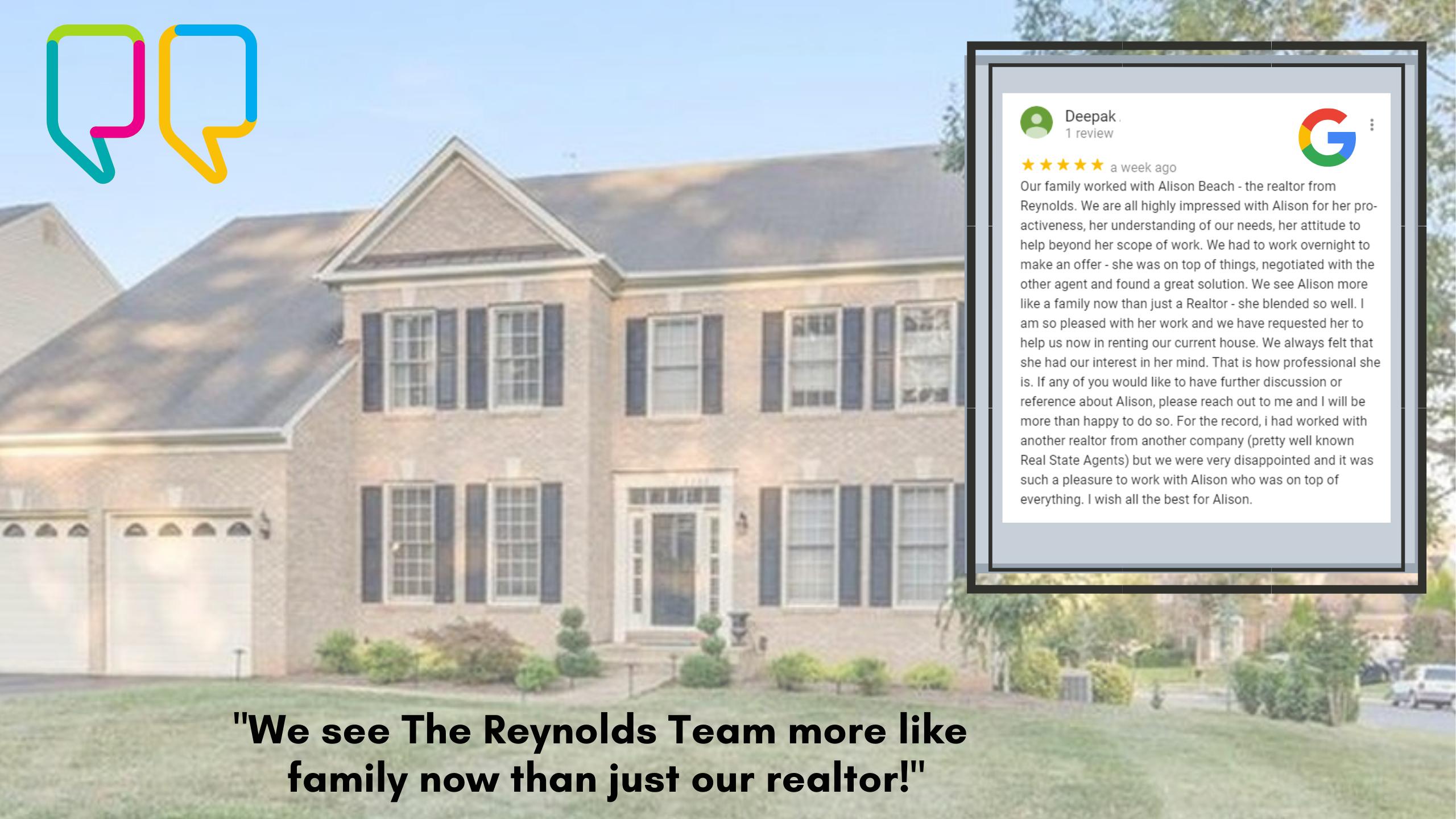 Client or Family? The Reynolds Team is Dedicated to Fantastic Customer Service!