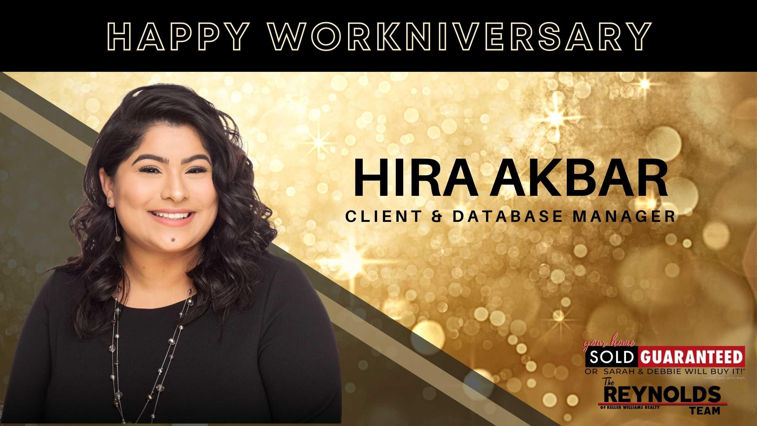 Happy Workniversary, Hira!