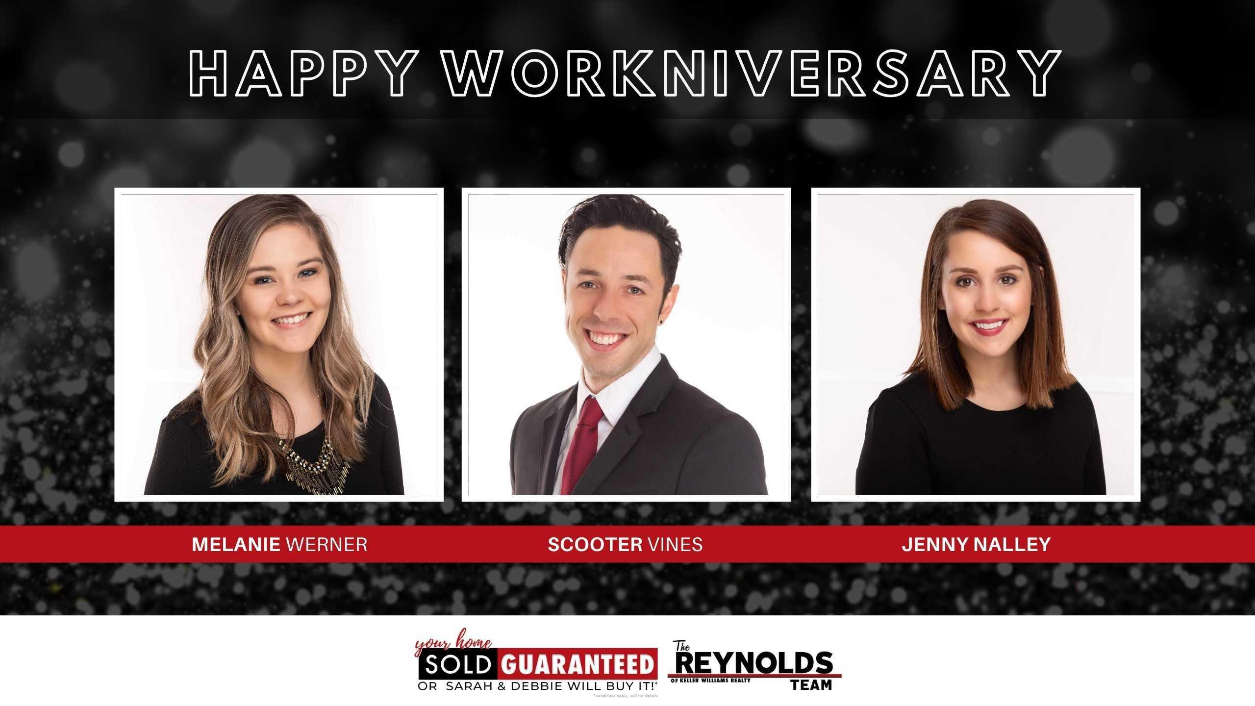 Happy Workniversary, Melanie, Scooter, and Jenny!