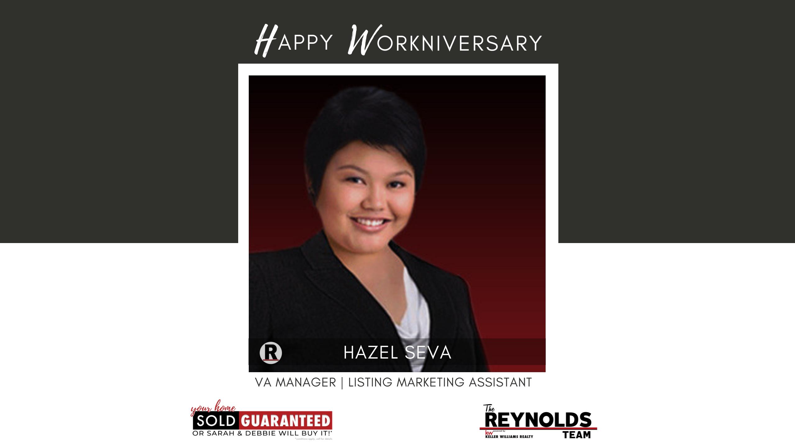 HAPPY WORK ANNIVERSARY TO HAZEL!