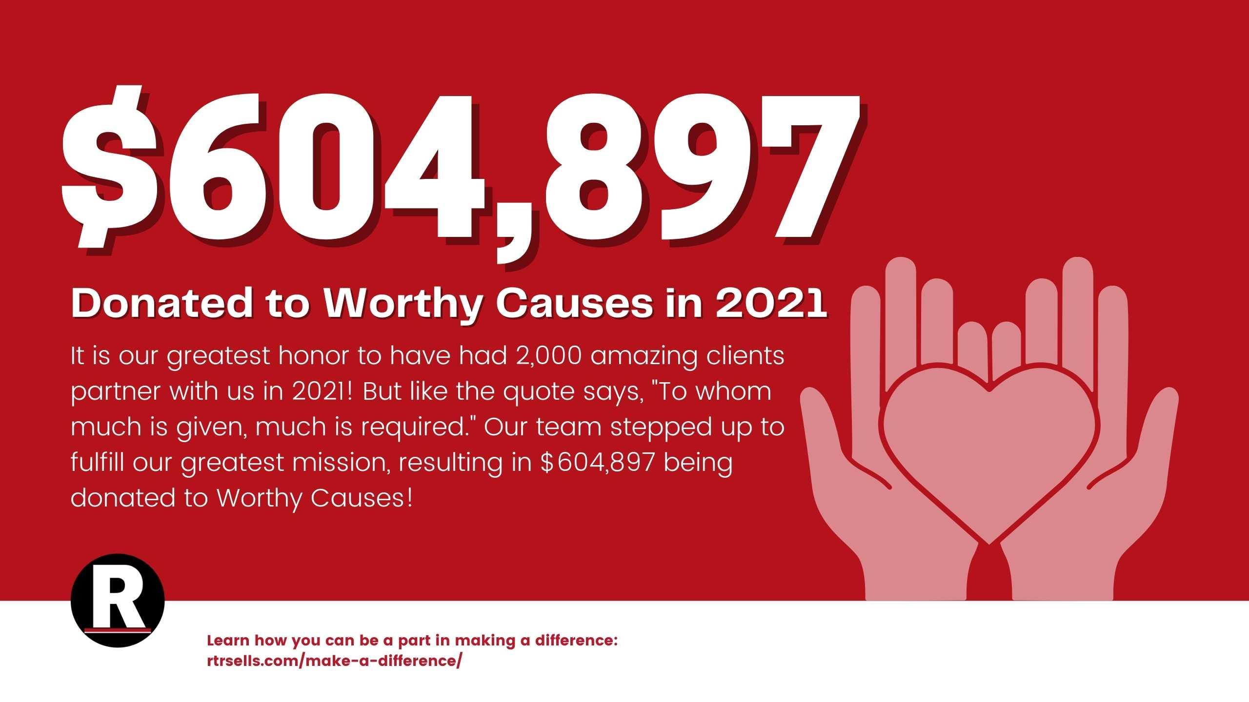 $604,897 Donated to Worthy Causes in 2021!