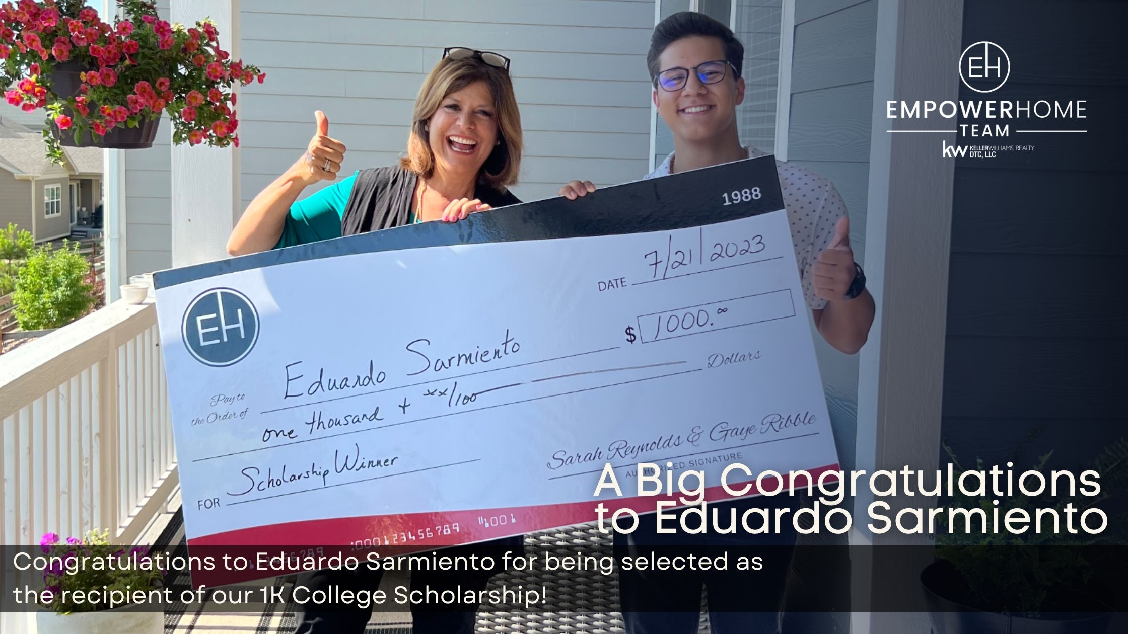 A Big Congratulations to Eduardo Sarmiento, the Winner of Our 1K College Scholarship!