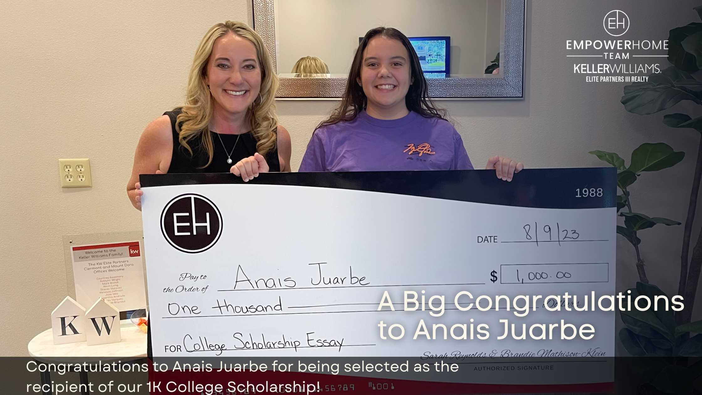 A Big Congratulations to Anais Juarbe: Our Scholarship Winner!