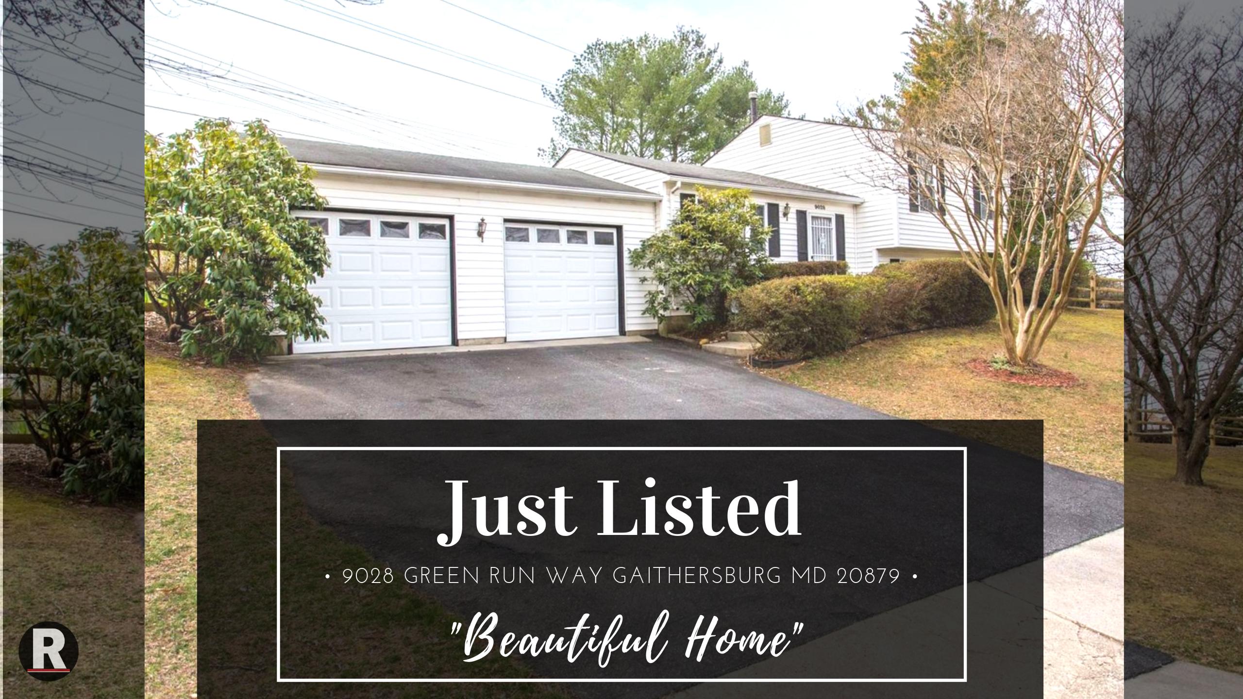 Just Listed! 9028 Green Run Way Gaithersburg MD 20879