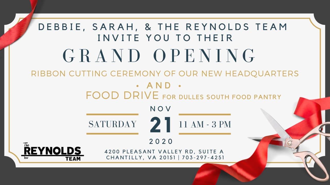 The Reynolds Team Grand Opening / Ribbon Cutting + Food Drive Event