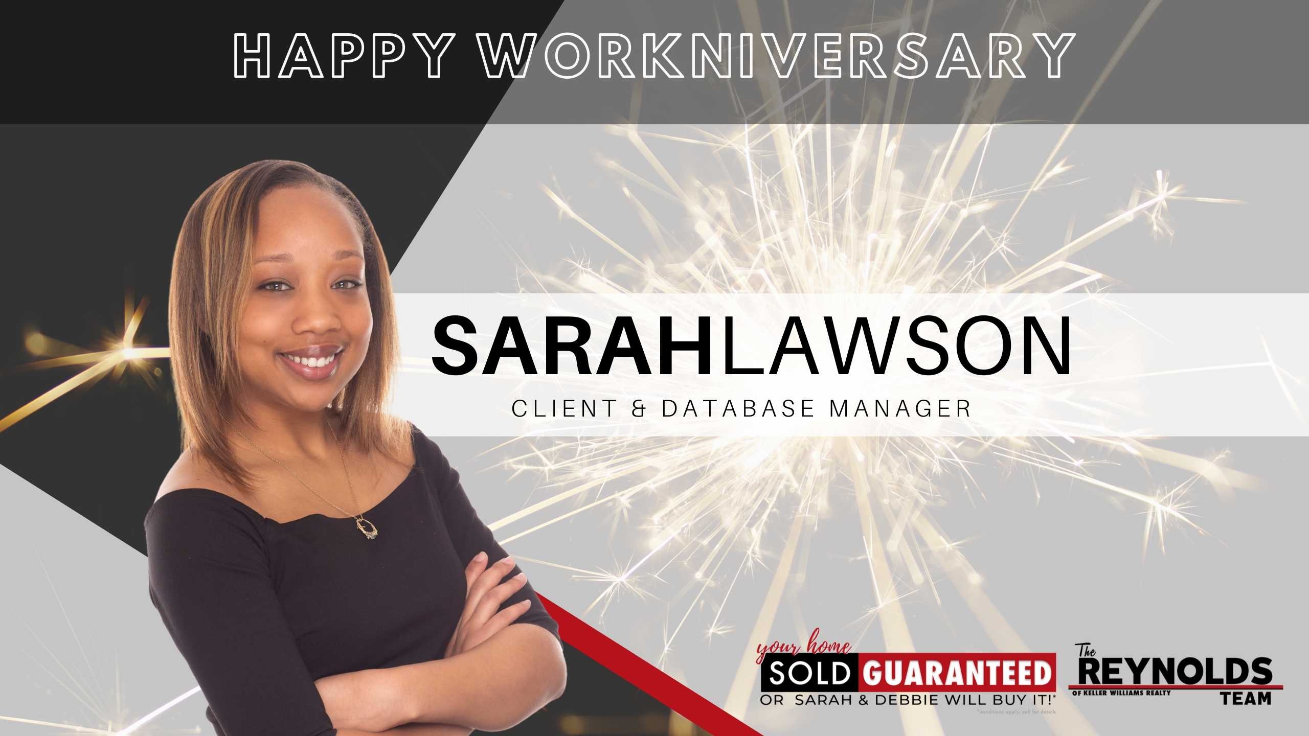 Happy Workniversary, Sarah Lawson!
