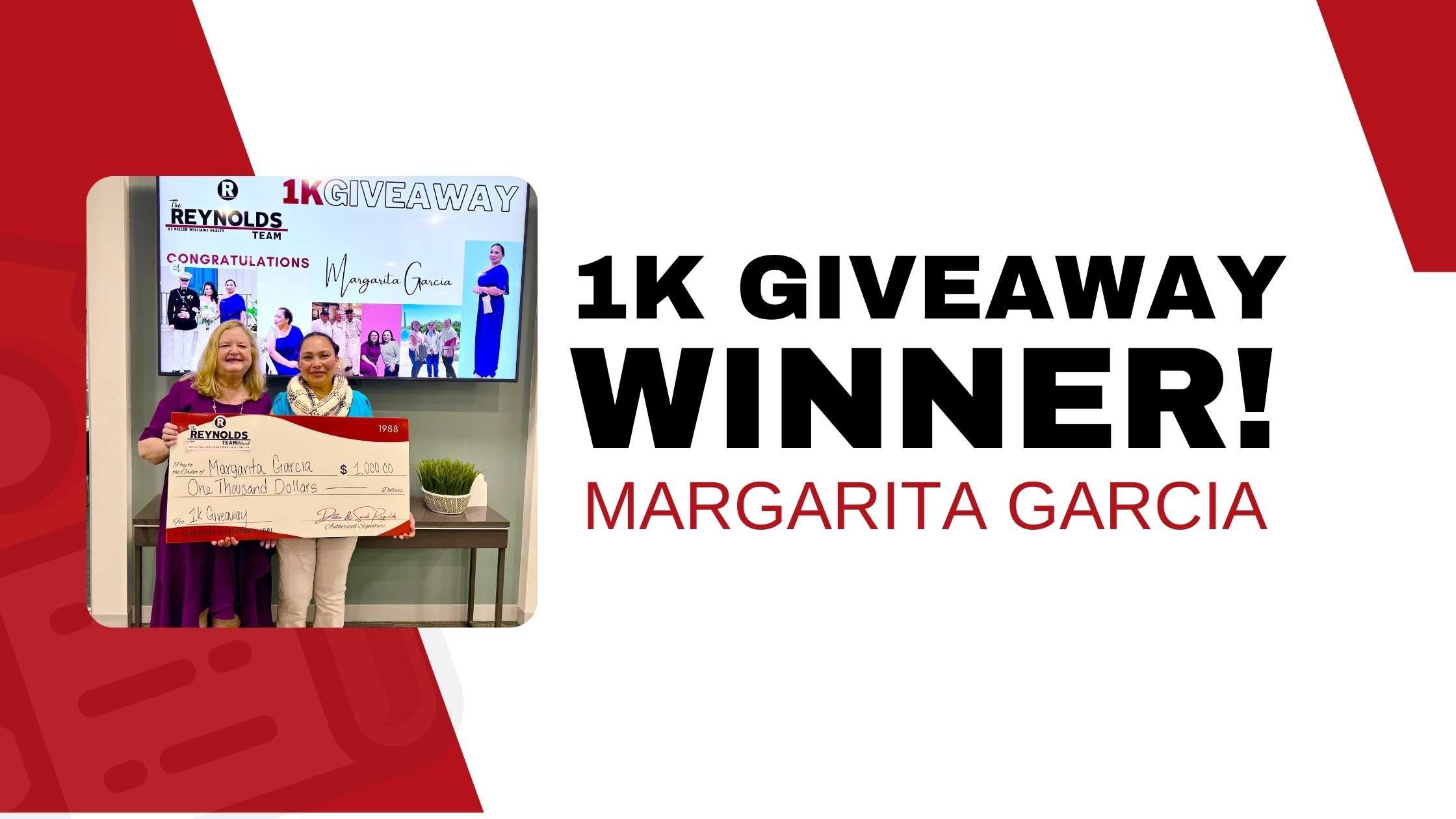 Congrats to Margarita, our $1K Giveaway Winner!
