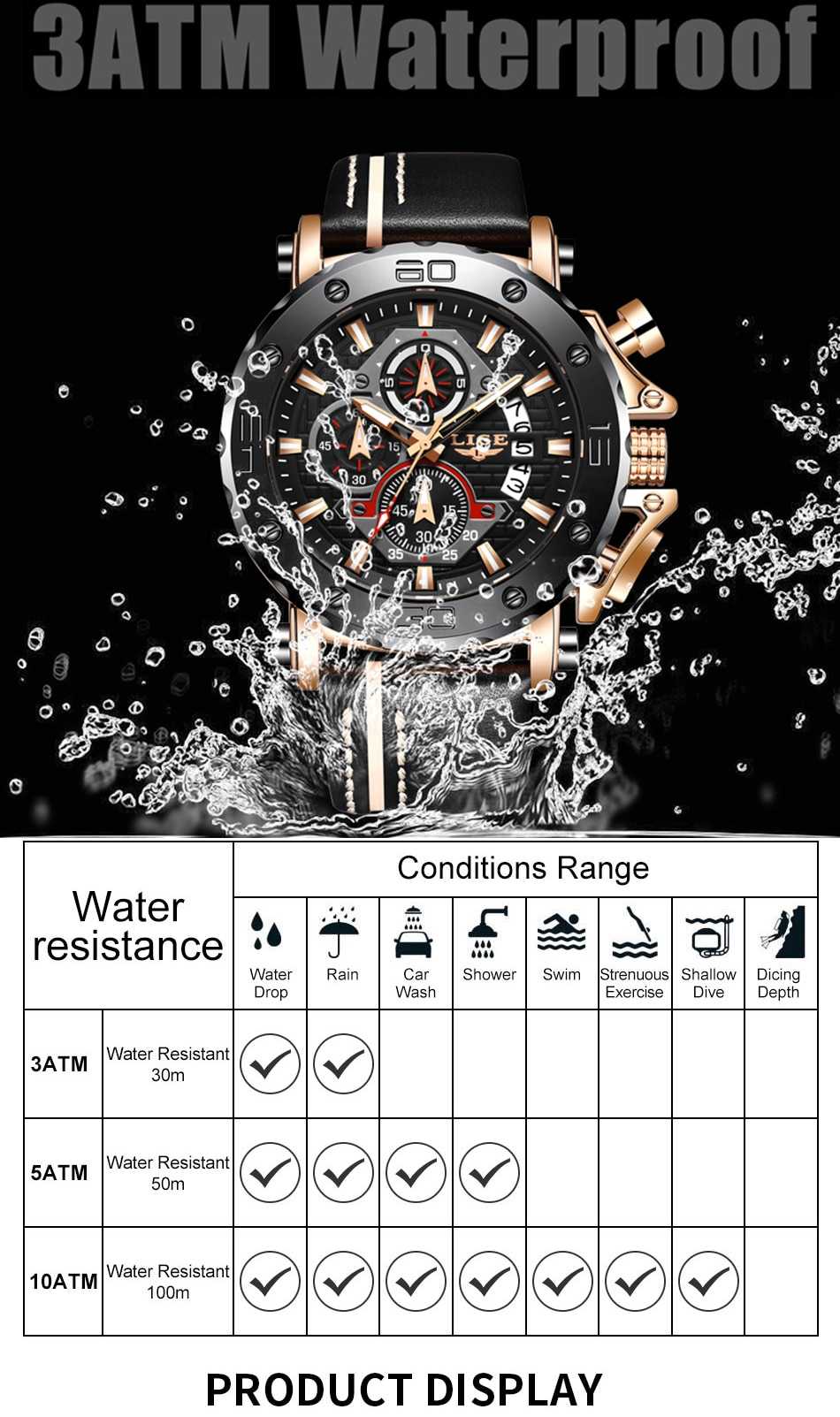 LIGE 2022 New Business Learther Mens Watches Top Brand Luxury Quartz Watch For Men Waterproof Sport Big Dial Military Wristwatch