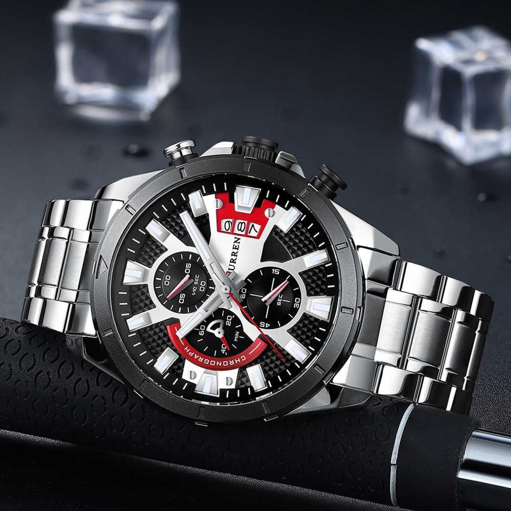 CURREN Watches Mens 2021 Top Brand Luxury Casual Steel Quartz Business Clock Male Sport Waterproof Date Chronograph