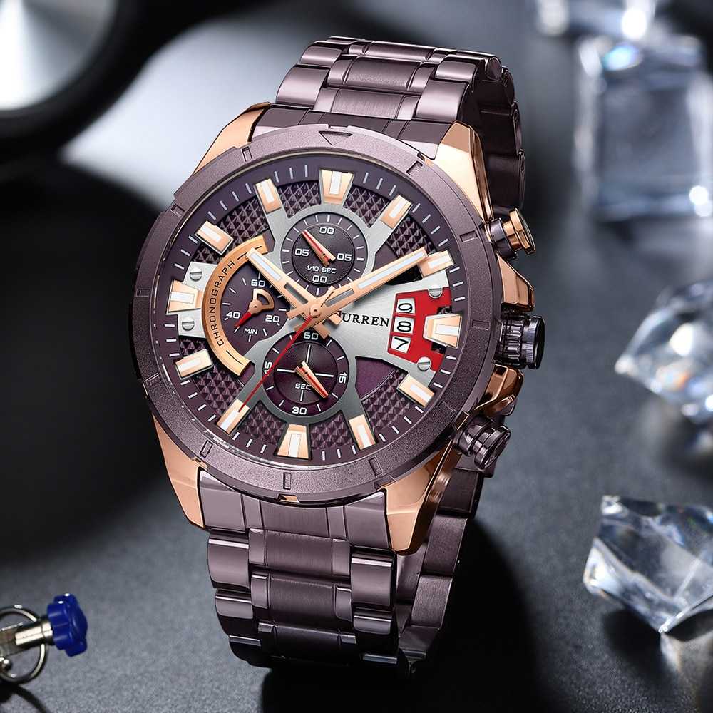 CURREN Watches Mens 2021 Top Brand Luxury Casual Steel Quartz Business Clock Male Sport Waterproof Date Chronograph