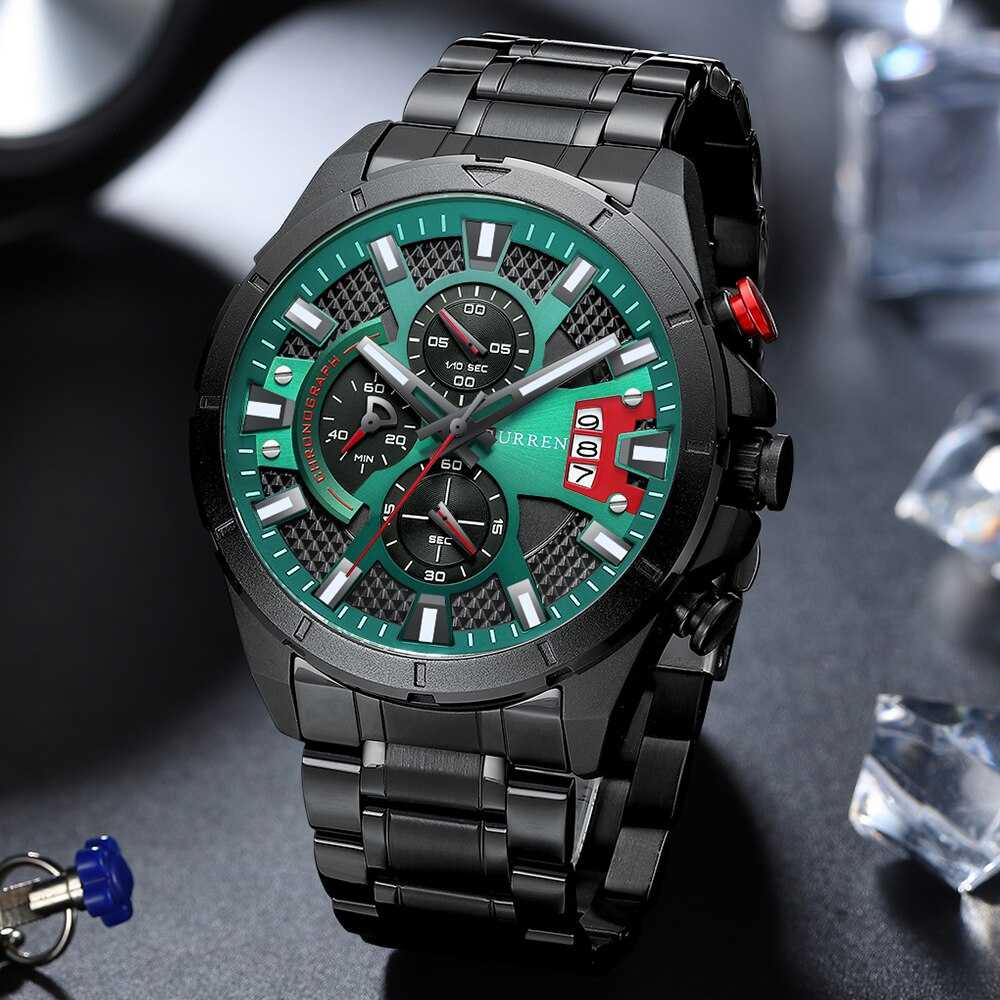 CURREN Watches Mens 2021 Top Brand Luxury Casual Steel Quartz Business Clock Male Sport Waterproof Date Chronograph