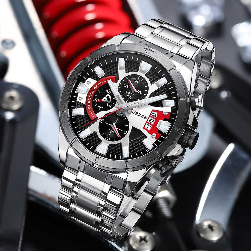 CURREN Watches Mens 2021 Top Brand Luxury Casual Steel Quartz Business Clock Male Sport Waterproof Date Chronograph