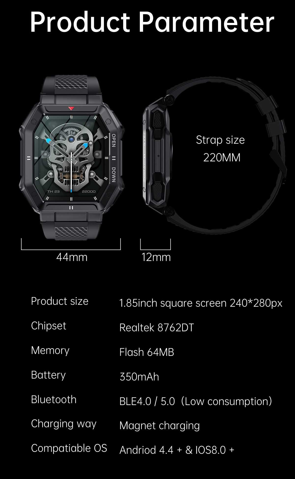 LEMFO Sports watches 350mah Smart watch men Bluetooth Call Fitness smartwatch 2023 for Android iOS Phone 1.85 inch 240*280 HD