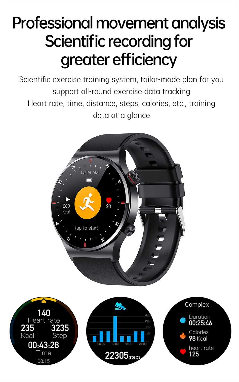 2022 New Bluetooth Call Smart Watch Men Sports Fitness Tracker Waterproof Smartwatch Large HD screen for huawei Xiaomi phone+box