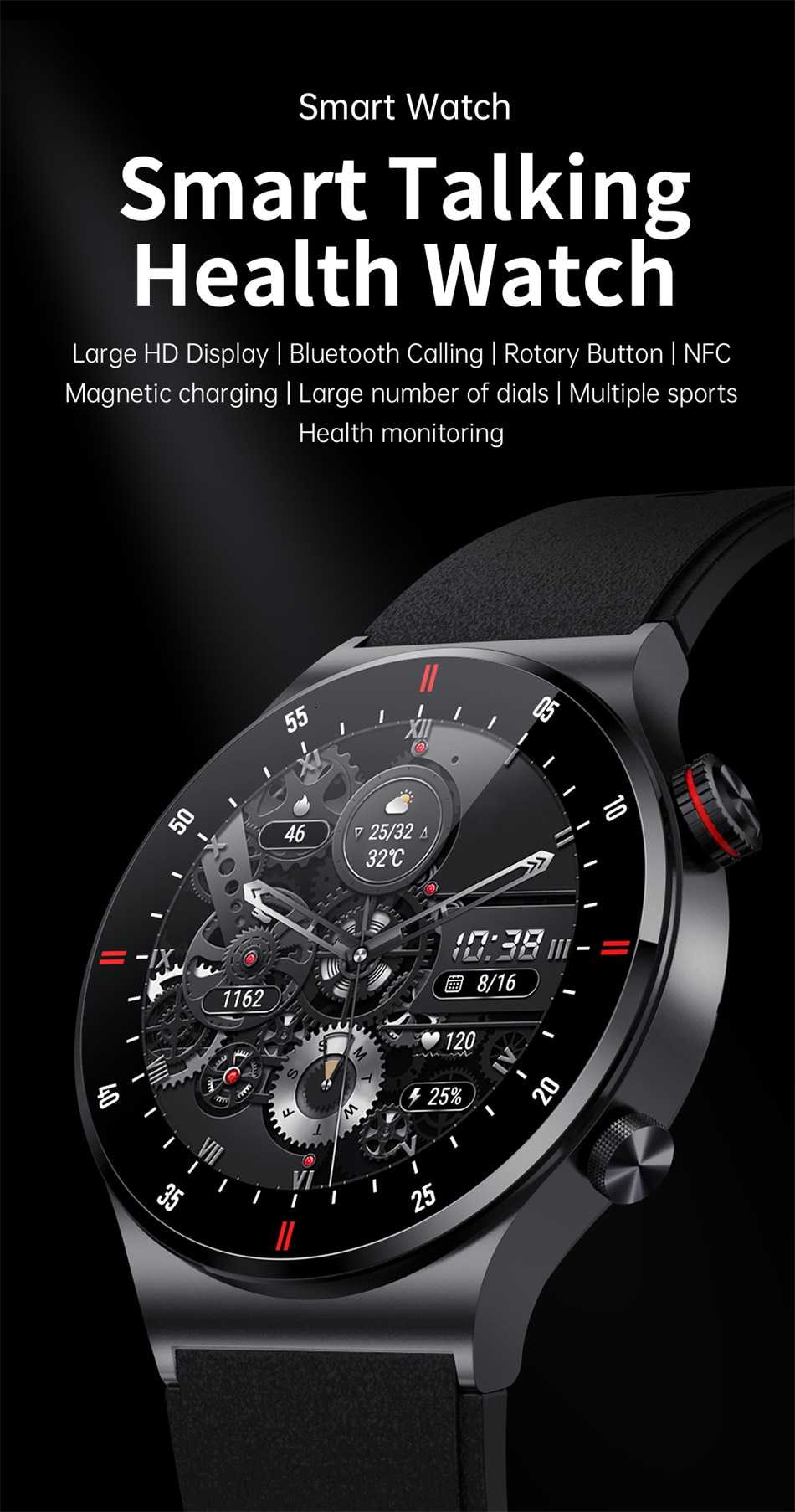 2022 New Bluetooth Call Smart Watch Men Sports Fitness Tracker Waterproof Smartwatch Large HD screen for huawei Xiaomi phone+box