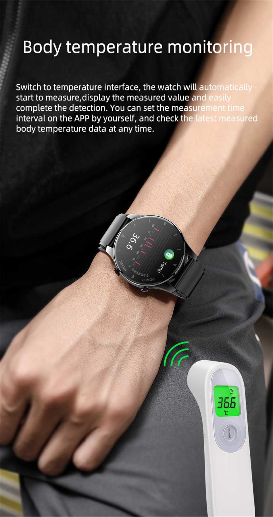 2022New Inflatable Strap Accurately Measure Heart Rate Blood Pressure Smart Watch Men Waterproof Bluetooth Call Sport SmartWatch