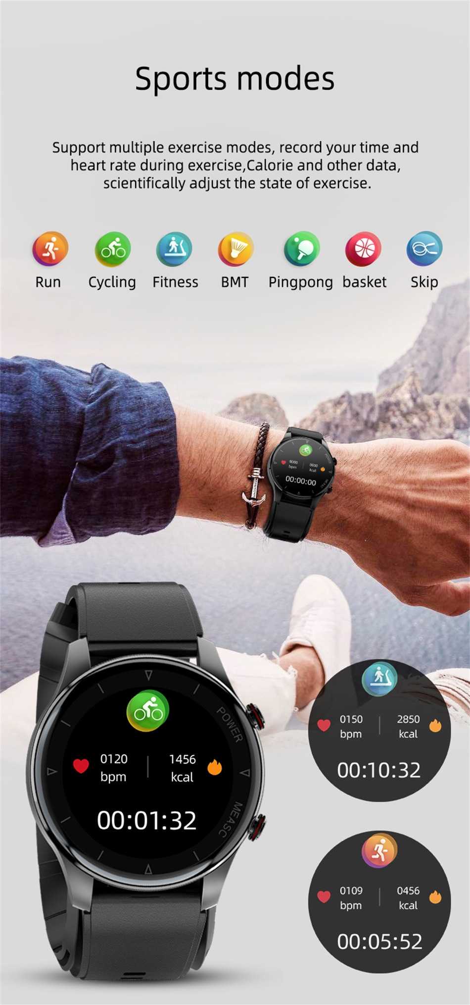 2022New Inflatable Strap Accurately Measure Heart Rate Blood Pressure Smart Watch Men Waterproof Bluetooth Call Sport SmartWatch