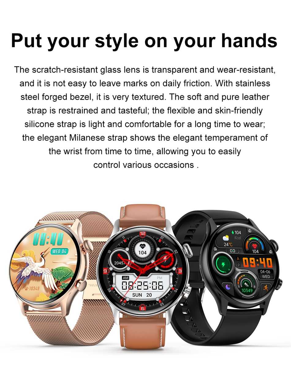 2022 Bluetooth Call Ladies Smart Watch Men AMOLED 390*390 HD Screen Always Display Watches Custom Dial NFC SmartWatch For Xiaomi