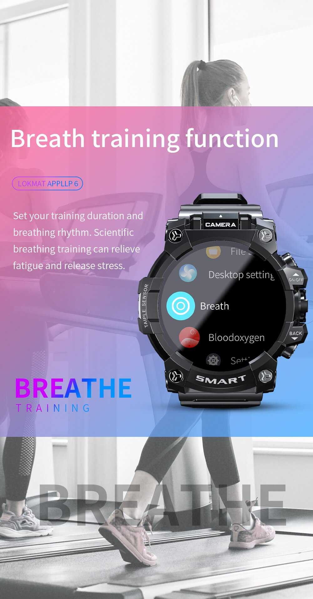 LOKMAT APPLLP 6 Smart Watch 4G Wifi 1.6“ Touch Screen Sports Smartwatches GPS with Video Phonecall Heart Rate Monitor Android 9