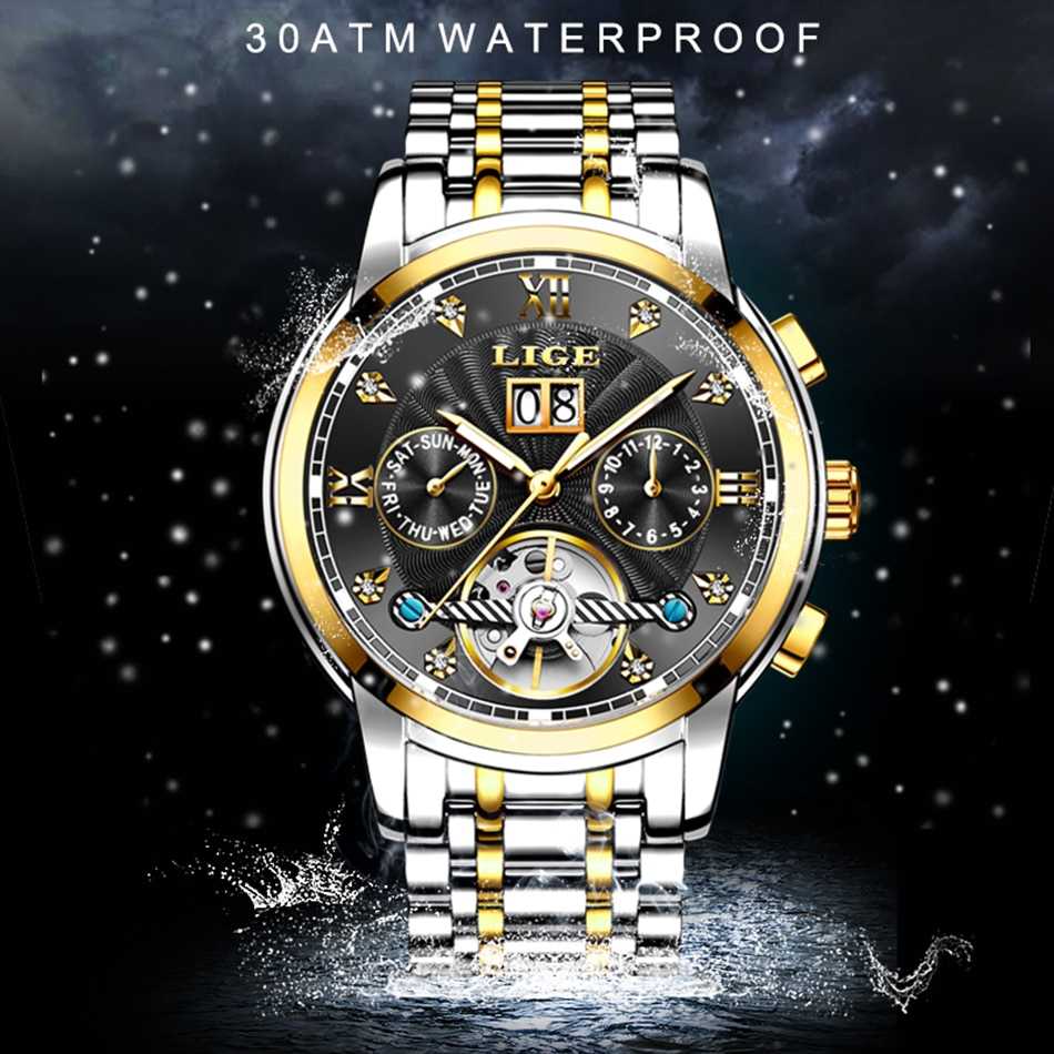 Relogio Masculino LIGE 2022 Men's Self-Wind Tourbillon Mechanical Watches Water Resistant Automatic Skeleton Watch Men Relojes