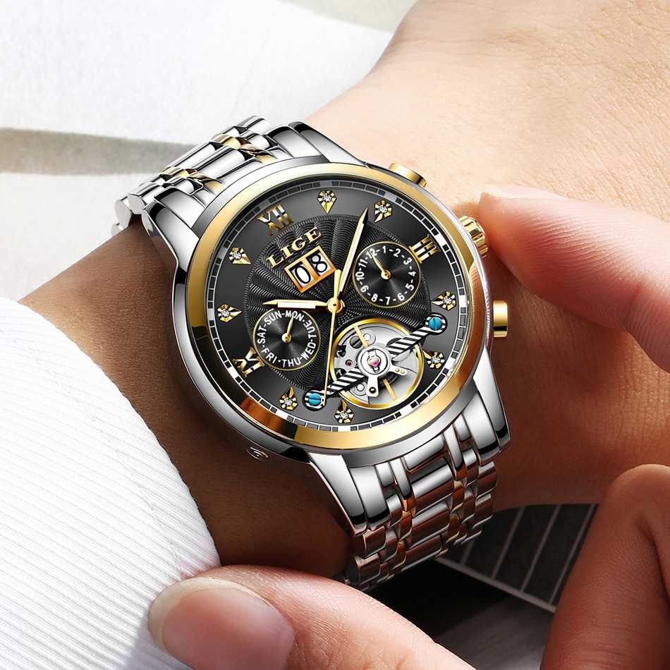 Relogio Masculino LIGE 2022 Men's Self-Wind Tourbillon Mechanical Watches Water Resistant Automatic Skeleton Watch Men Relojes