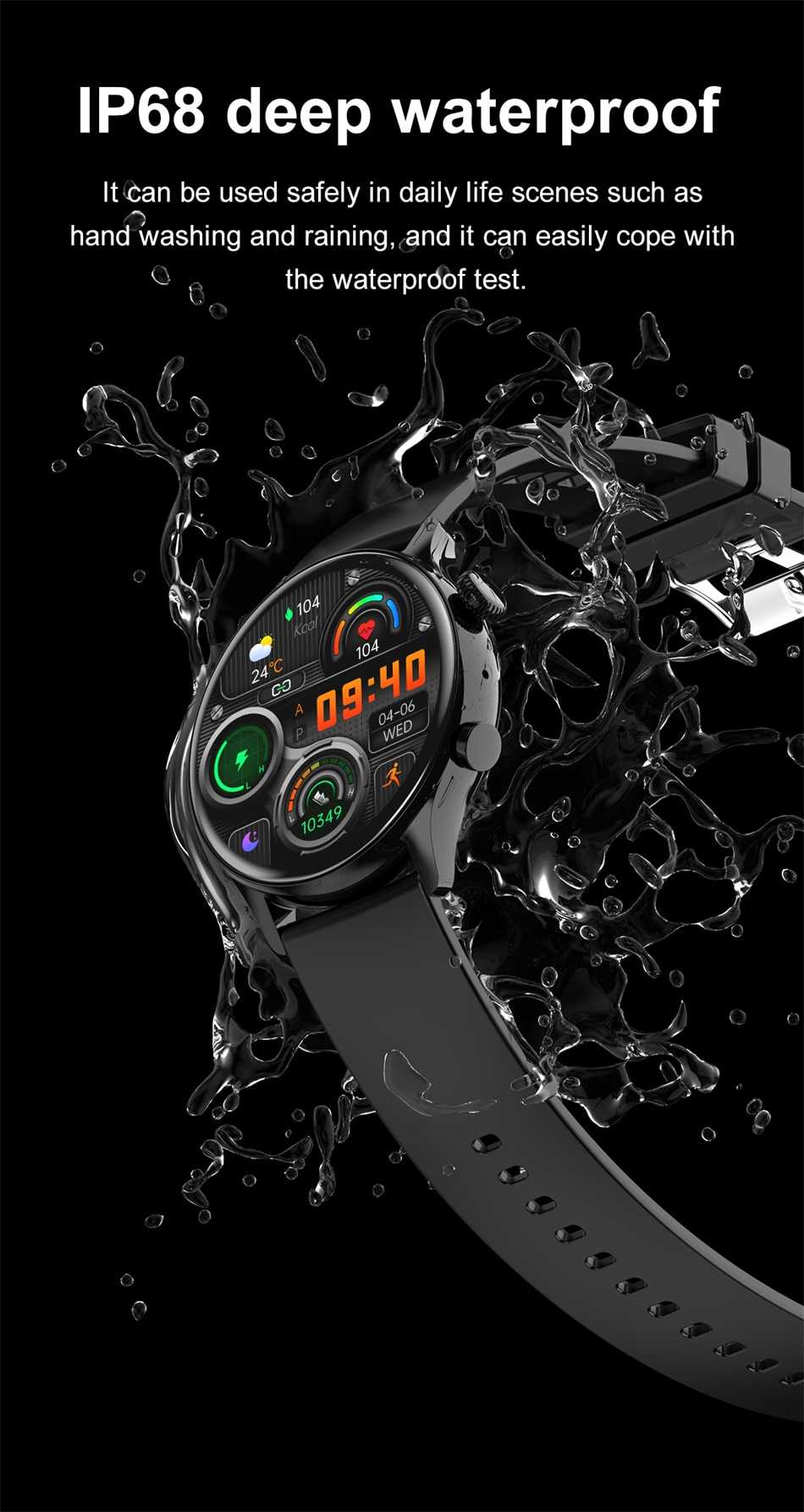 2022 NFC Men Smart Watch AMOLED 390*390 HD Screen Always Show Time Bluetooth call SmartWatch Men IP68 Waterproof for Android IOS