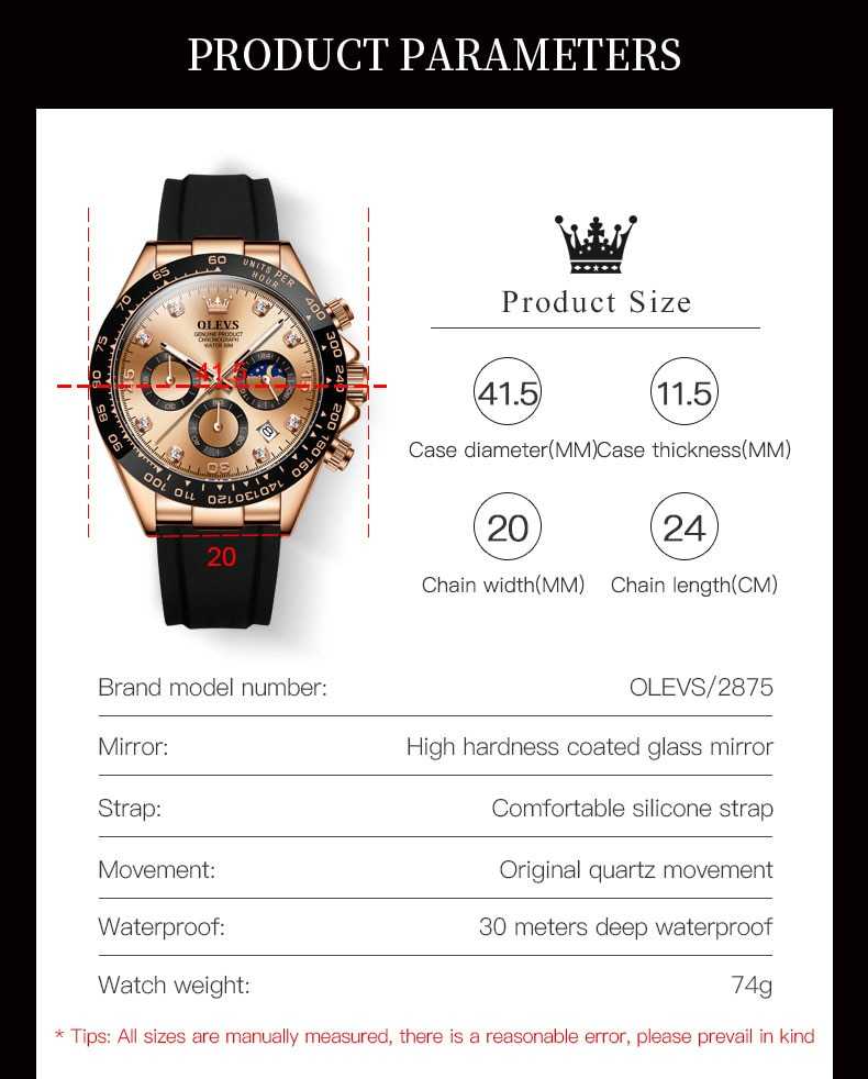 OLEVS Luxury Men Watch Quartz Man Watches Waterproof Luminous Top Brand Watch for Men Date Chronograph Sport Wristwatch