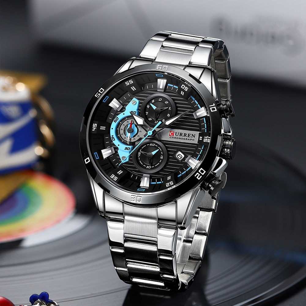 CURREN Chronograph 2022 Sports Wrist Watches for Men Waterproof Watches Stainless Steel Wristwatches Quartz Luminous Male Clock