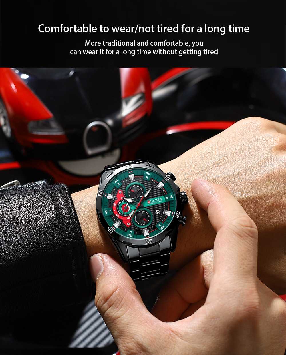 CURREN Chronograph 2022 Sports Wrist Watches for Men Waterproof Watches Stainless Steel Wristwatches Quartz Luminous Male Clock