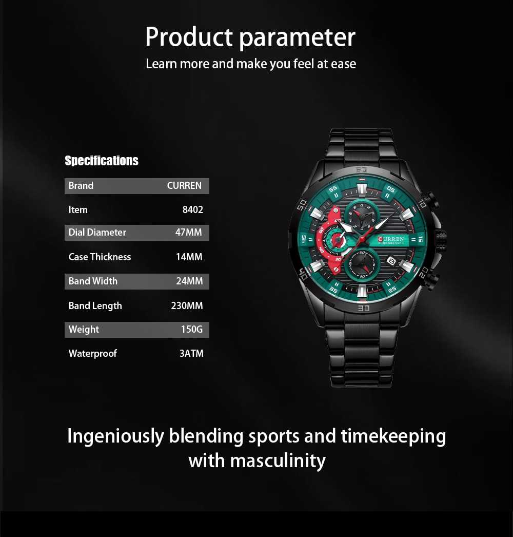 CURREN Chronograph 2022 Sports Wrist Watches for Men Waterproof Watches Stainless Steel Wristwatches Quartz Luminous Male Clock