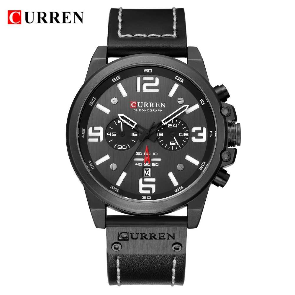 Luxury Brand CURREN Watch Fashion Quartz Men Watch Military Waterproof Leather Strap Sport Mens Watches Casual Male Clock часы